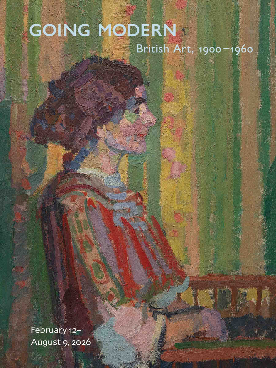 Cover of the exhibition brochure for Going Modern: British Art, 1900–1960, showing artwork from the Yale Center for British Art collection.