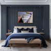 Original geometric abstract painting by Shilo Ratner hanging in a home interior