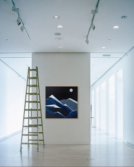 Midnight Moon, geometric abstract painting by Shilo Ratner, featured at the Seattle Art Fair 2024 with +GalleryLABS