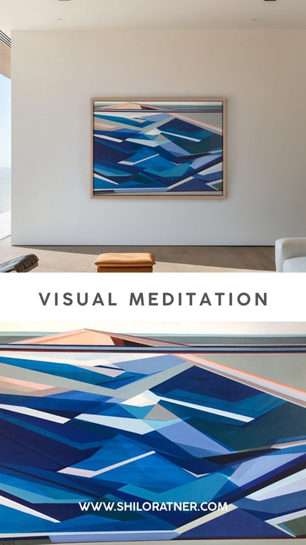 Quiet luxury abstract landscape painting creating meditative atmosphere by artist Shilo Ratner