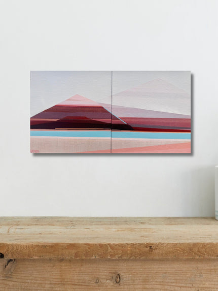 Sand Dunes diptych geometric coastal painting 10x20 acrylic on canvas by artist Shilo Ratner