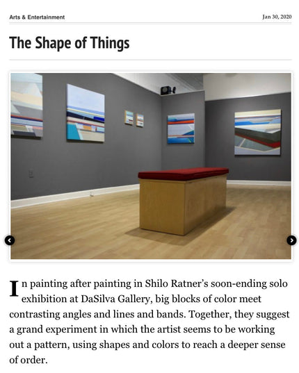 Shilo Ratner geometric abstract paintings on display at DaSilva Gallery solo exhibition, New Haven CT 2020