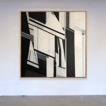 Large Black and White Abstract Painting Titled Time by Artist Shilo Ratner