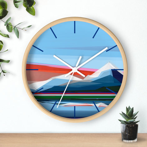 Reflection Geometric Mountain Wall Clock | Artistic Timepiece