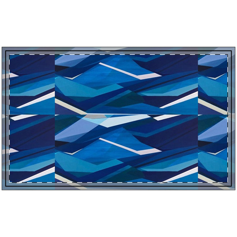 Blue Geometric Waves Polyester Doormat