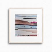 Every Cloud Has a Silver Lining Framed abstract original art with geometric shapes on a white background by Artist Shilo Ratner 
