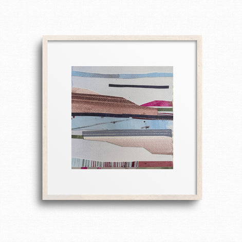 Every Cloud Has a Silver Lining Framed abstract original art with geometric shapes on a white background by Artist Shilo Ratner 
