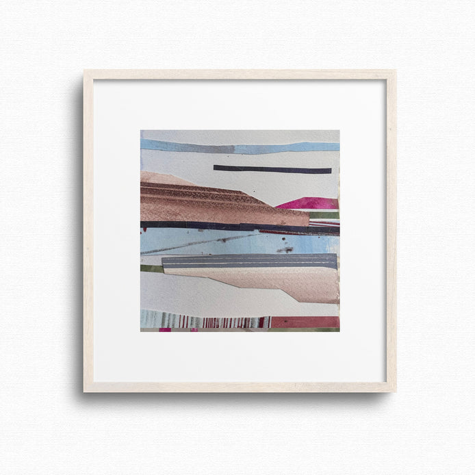 Every Cloud Has a Silver Lining Framed abstract original art with geometric shapes on a white background by Artist Shilo Ratner 
