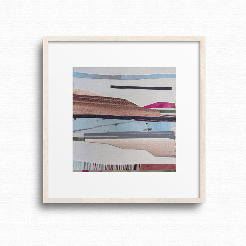 Every Cloud Has a Silver Lining Framed abstract original art with geometric shapes on a white background by Artist Shilo Ratner 
