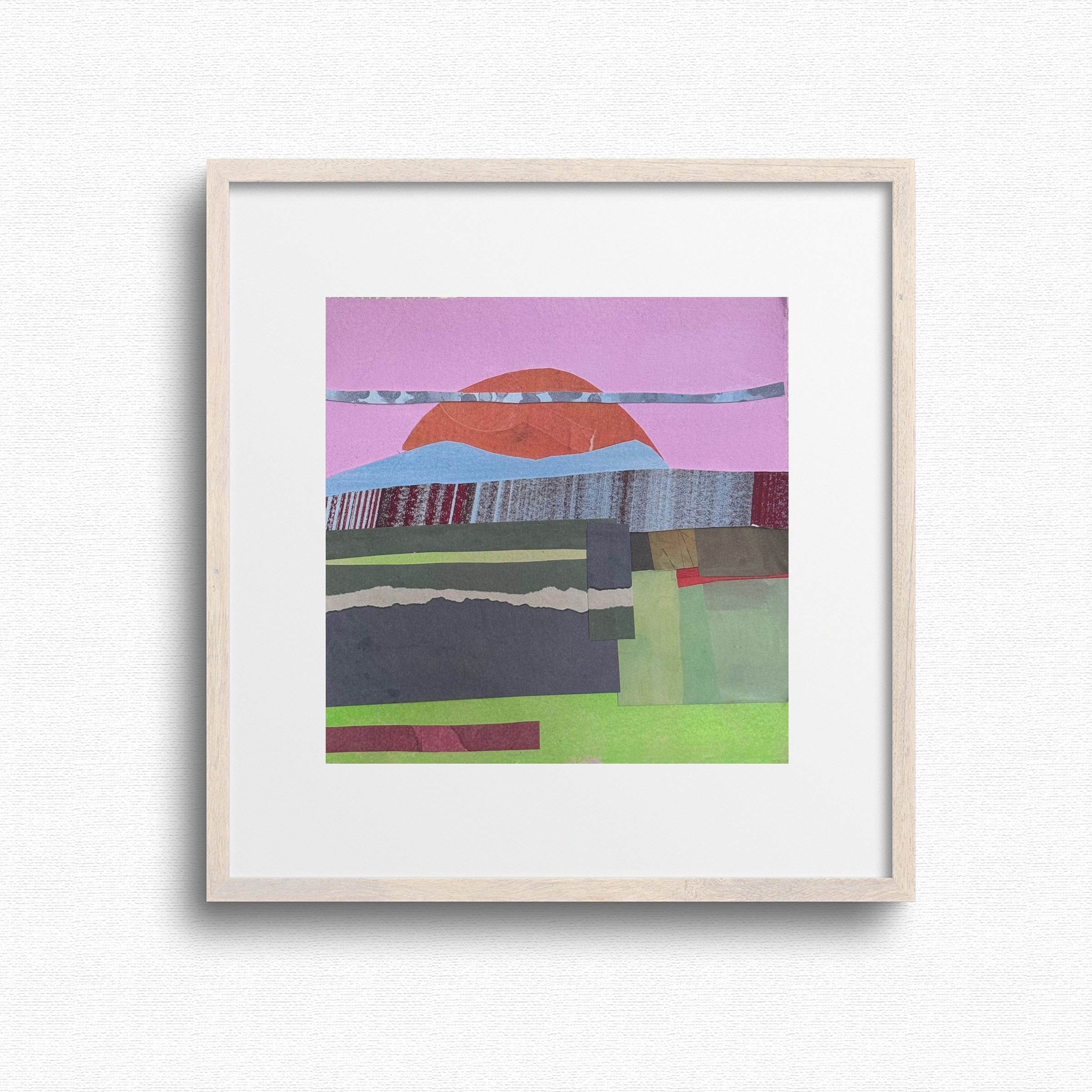 Fields Framed abstract original art with geometric shapes on a white background by Artist Shilo Ratner 