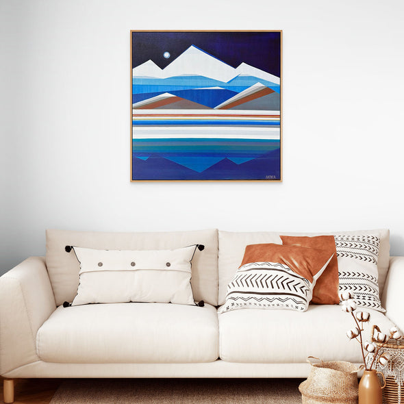 Fullmoon Over Mountains, 30in x 30in – Original Painting