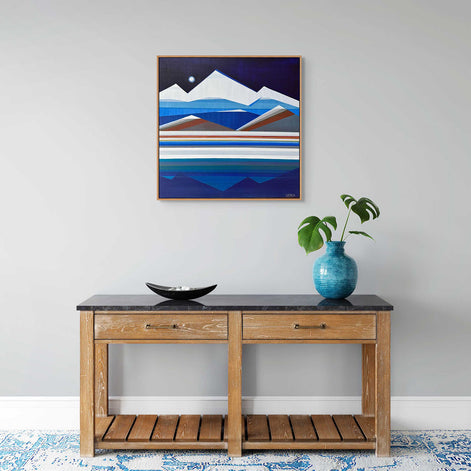 Fullmoon Over Mountains, 30in x 30in – Original Painting