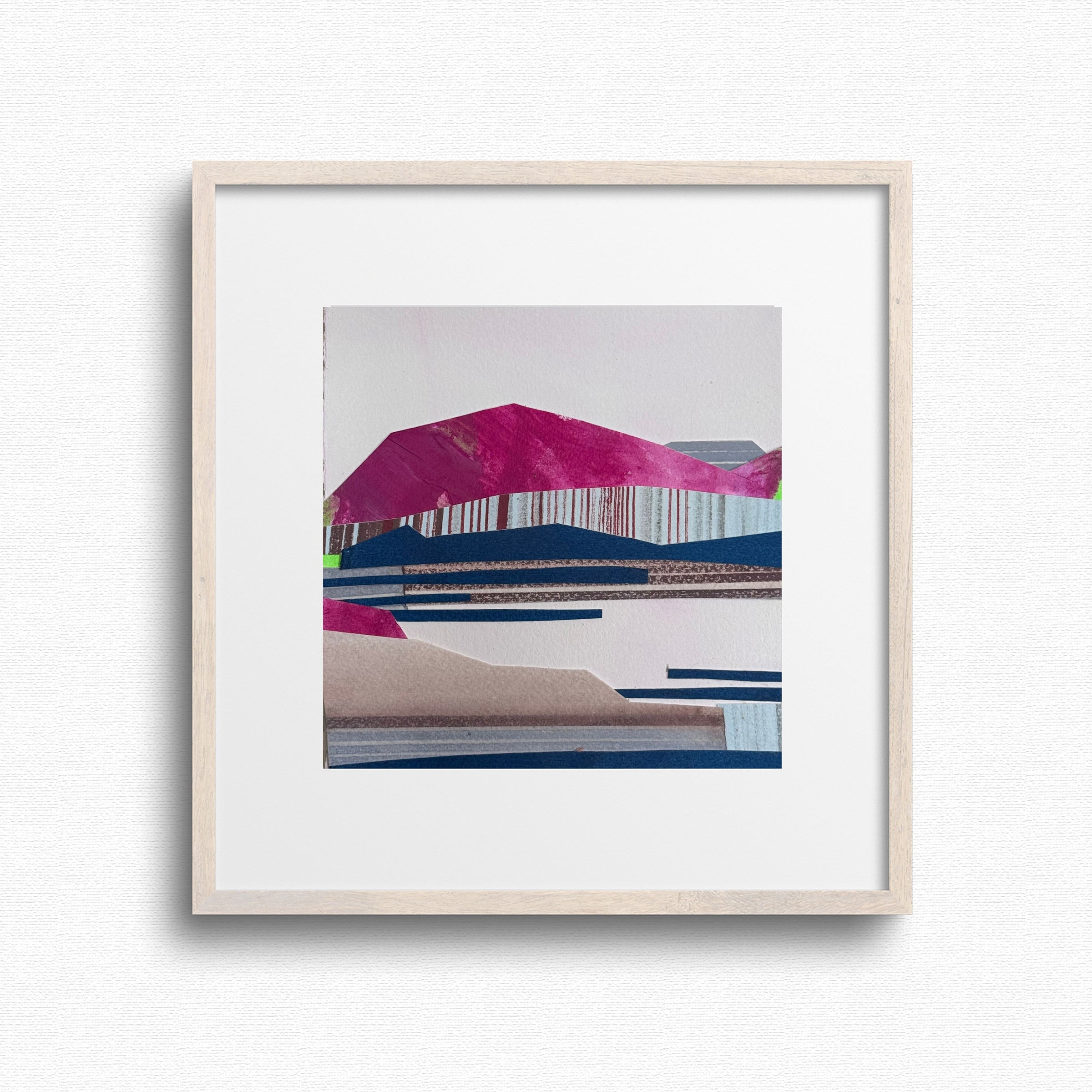 Halfmoon Bay Framed abstract original art with geometric shapes on a white background by Artist Shilo Ratner inspired by Halfmoon Bay CA