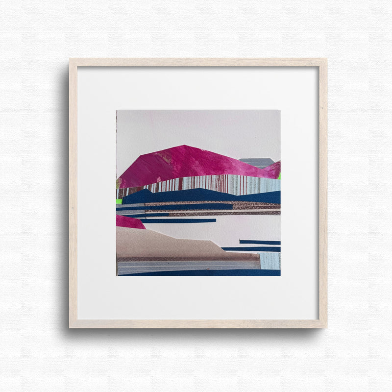 Halfmoon Bay Framed abstract original art with geometric shapes on a white background by Artist Shilo Ratner inspired by Halfmoon Bay CA