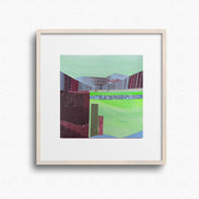 Framed abstract artwork inspired by the state Colorado with geometric shapes on a white background by Artist Shilo Ratner 
