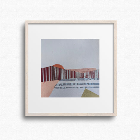 Receding Wave FFramed abstract original art with geometric shapes on a white background by Artist Shilo Ratner 