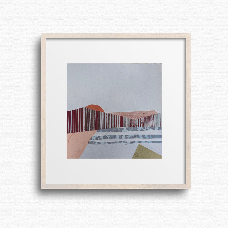 Receding Wave FFramed abstract original art with geometric shapes on a white background by Artist Shilo Ratner 