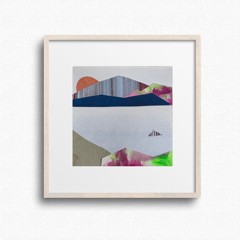 Spring in Mountain Framed abstract original art with geometric shapes on a white background by Artist Shilo Ratner 