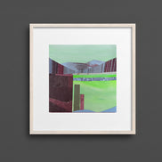 Artist_Shilo_Ratner_Mile_High_City_6in_x_6in_Original_Collage_Artwork_on grey wall