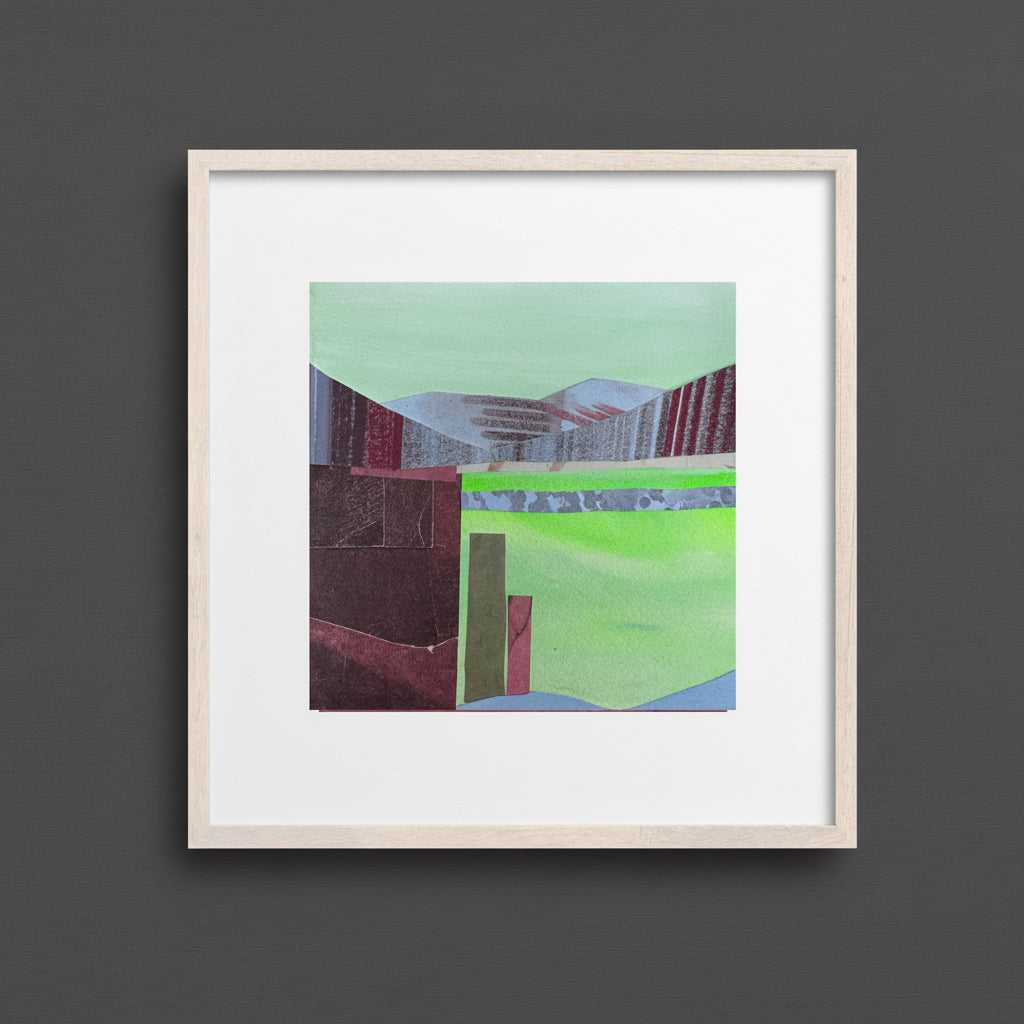Artist_Shilo_Ratner_Mile_High_City_6in_x_6in_Original_Collage_Artwork_on grey wall