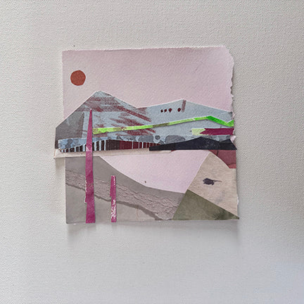 Original handmade collage New Mexico desert with cactus by Shilo Ratner out of frame