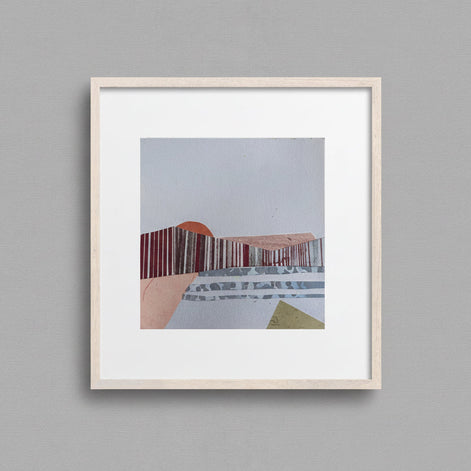 Artist_Shilo_Ratner_Receding_Wave_6in_x_6in_Original_Collage_Artwork on grey wall