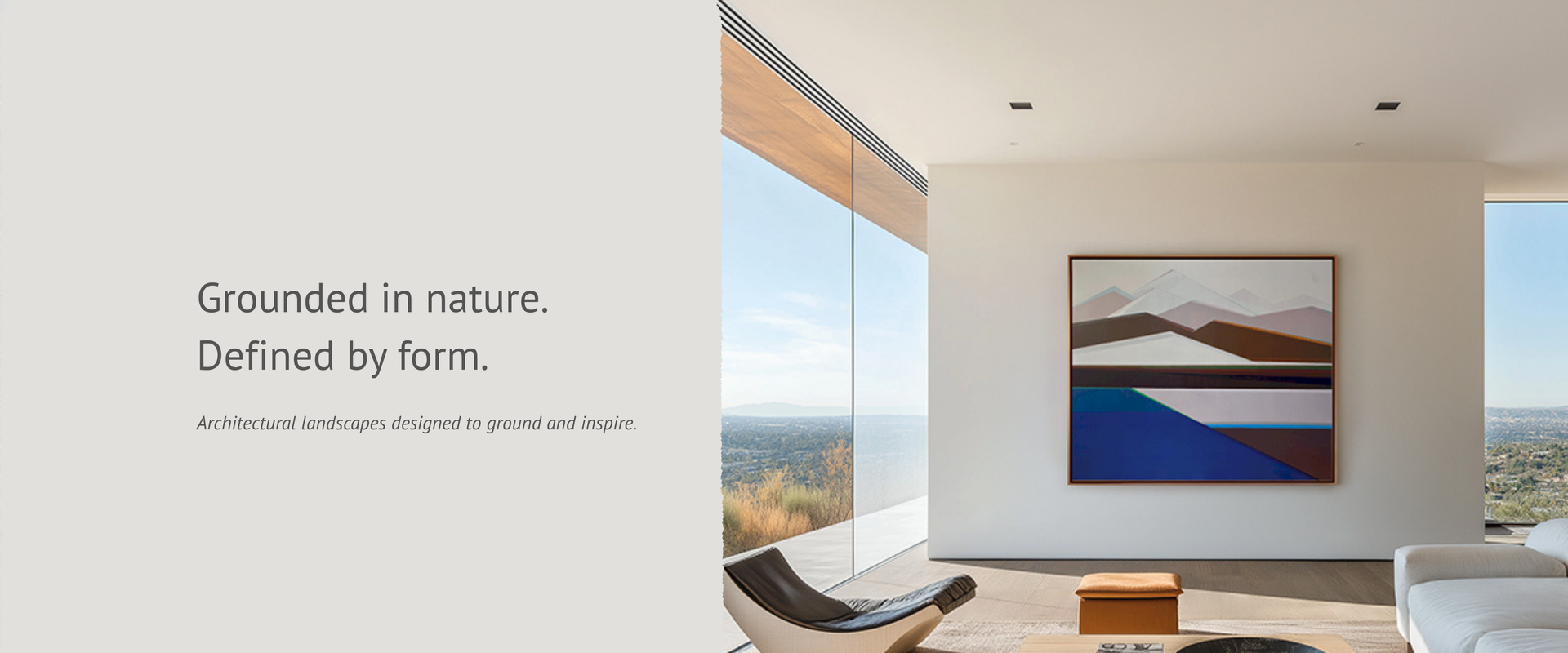 Artist Shilo Ratner Main Page Image with painting and tagline Ground in Nature, Defined by Form