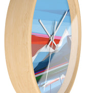 Side view Wall clock with abstract design and wooden frame