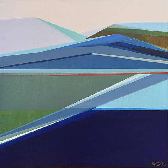 Original Abstract Mountain Painting nature-in-motion-20x20-geometric-mountain-painting by artist-shilo-ratner
