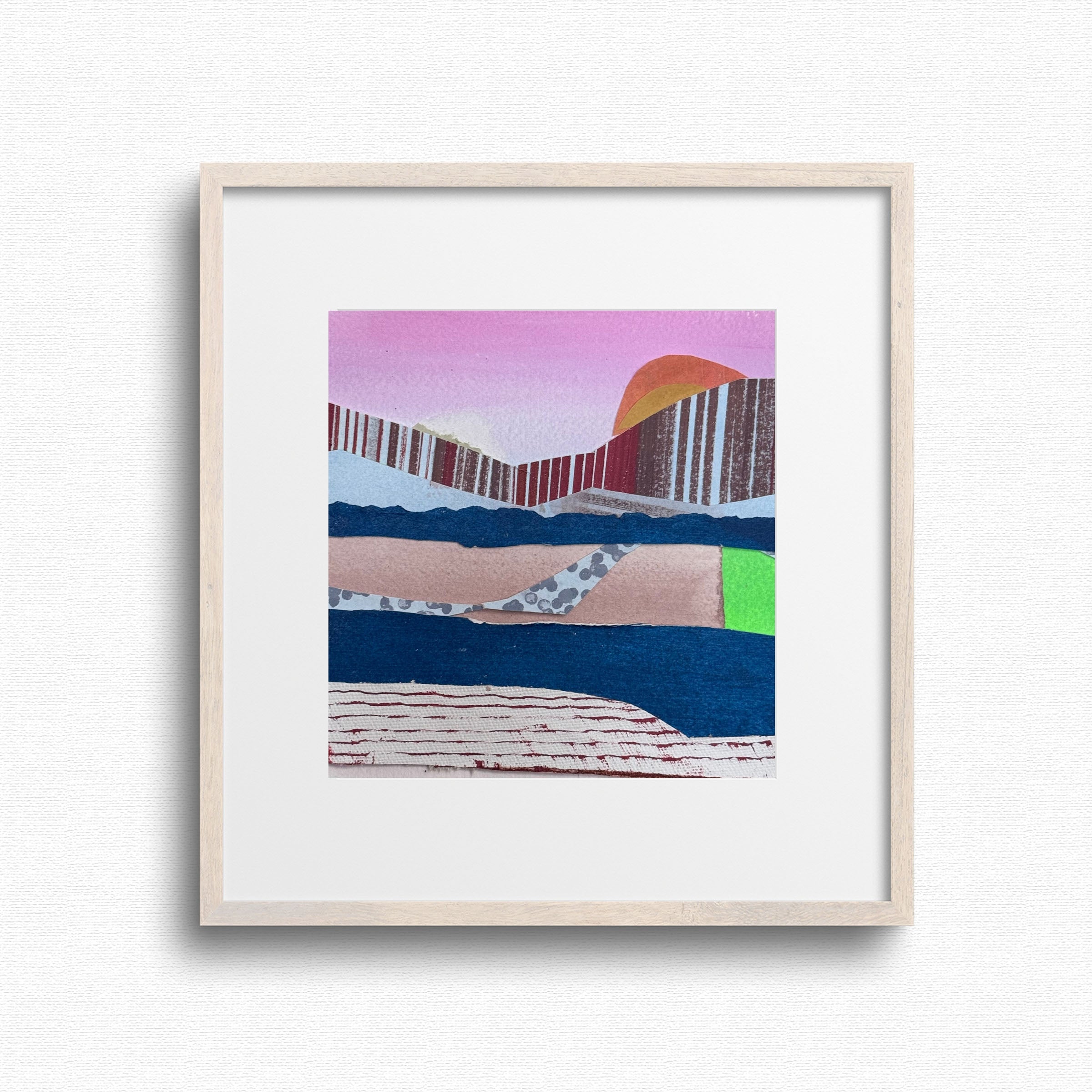 Shore Waves 6x6 original coastal abstract collage Shilo Ratner