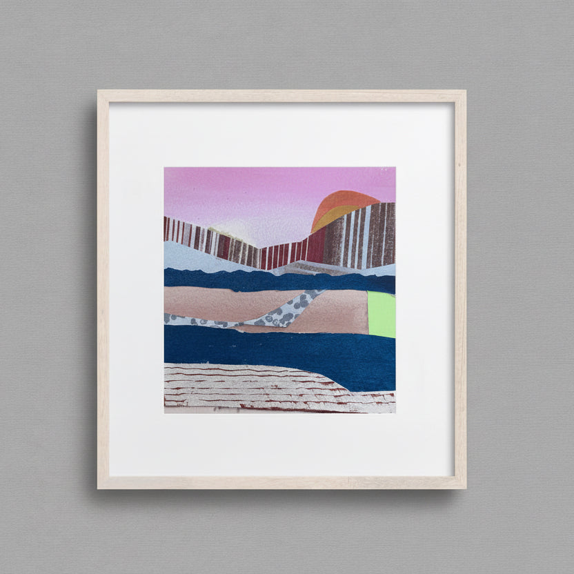 Shore Waves geometric abstract collage framed wall art