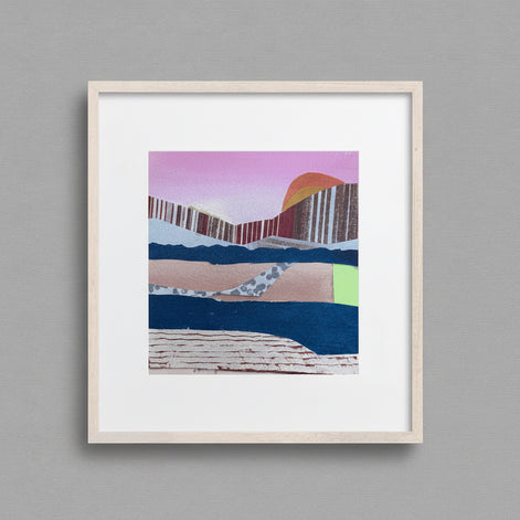 Shore Waves geometric abstract collage framed wall art