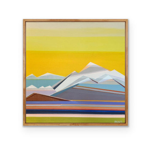 Sunshine Days - original 20x20 geometric abstract mountain painting by Connecticut artist Shilo Ratner | contemporary landscape art