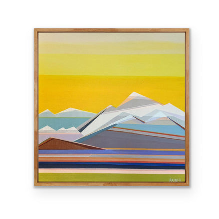 Sunshine Days - original 20x20 geometric abstract mountain painting by Connecticut artist Shilo Ratner | contemporary landscape art
