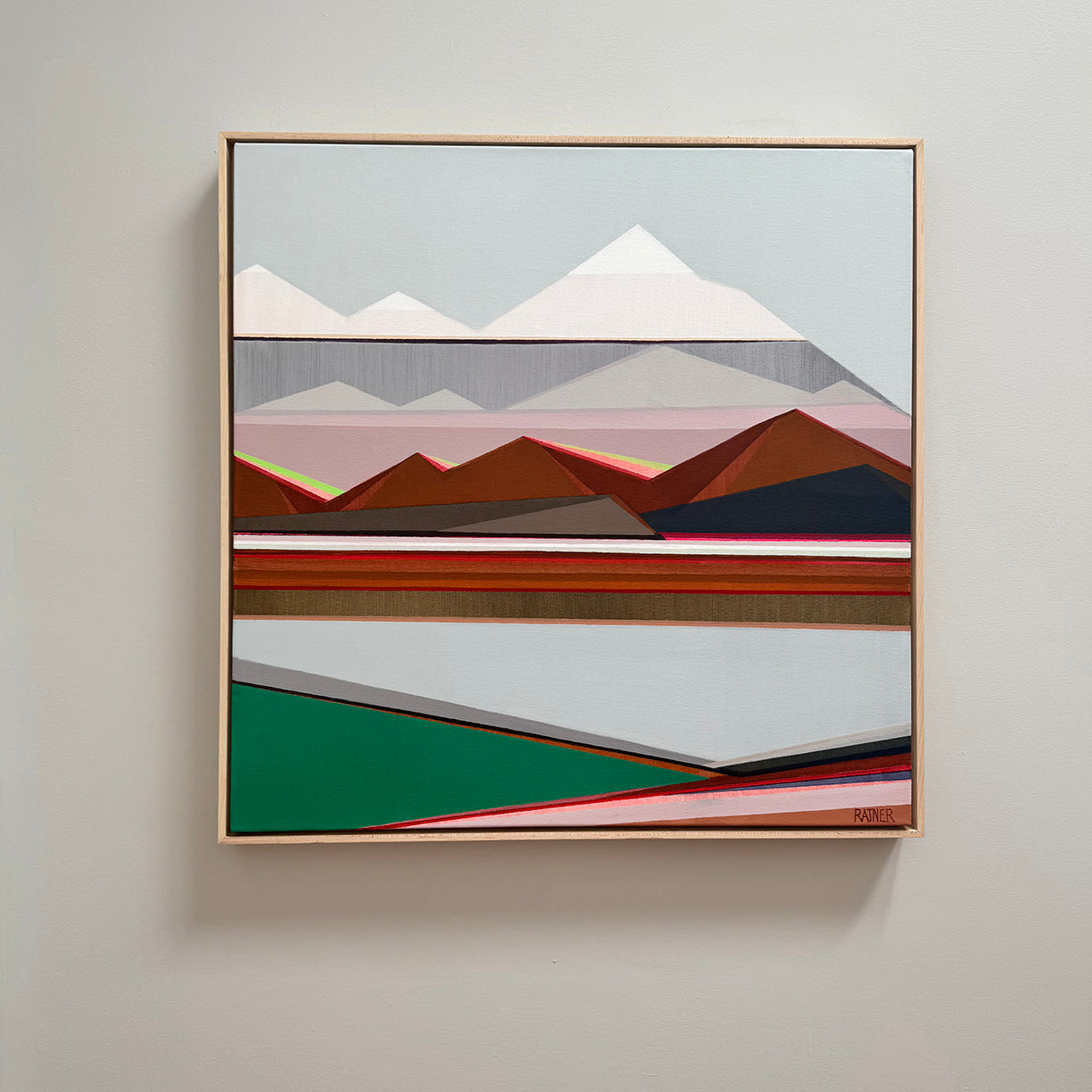 Original 30x30 Geometric Mountain Painting by Shilo Ratner
