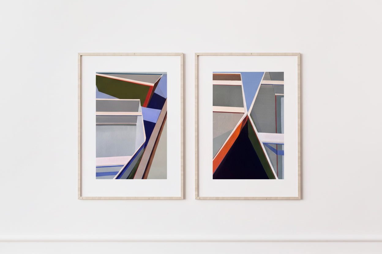 When Boating art print bundle - set of 2 geometric boat prints 11x15 on white wall by Shilo Ratner