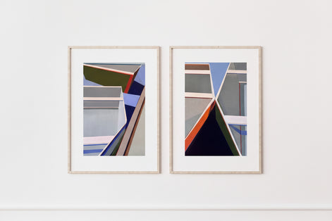 When Boating art print bundle - set of 2 geometric boat prints 11x15 on white wall by Shilo Ratner