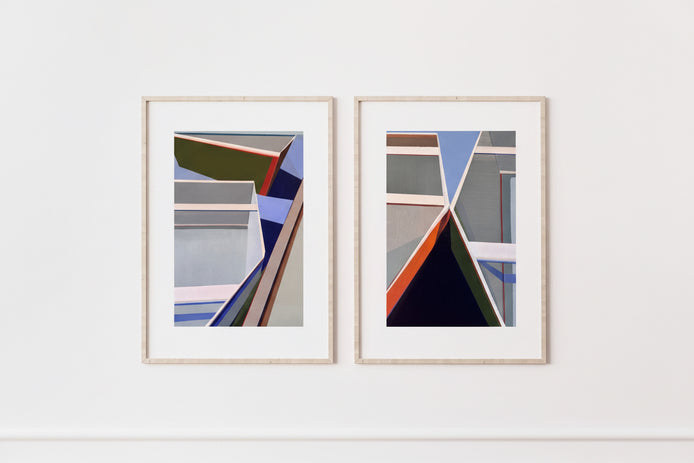 When Boating art print bundle - set of 2 geometric boat prints 11x15 on white wall by Shilo Ratner